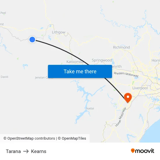 Tarana to Kearns map