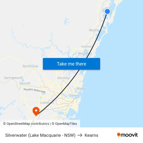 Silverwater (Lake Macquarie - NSW) to Kearns map