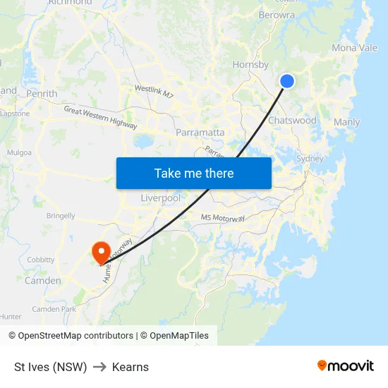 St Ives (NSW) to Kearns map