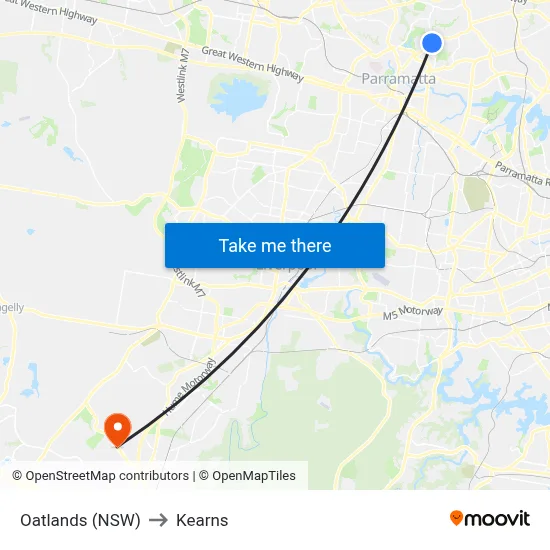 Oatlands (NSW) to Kearns map