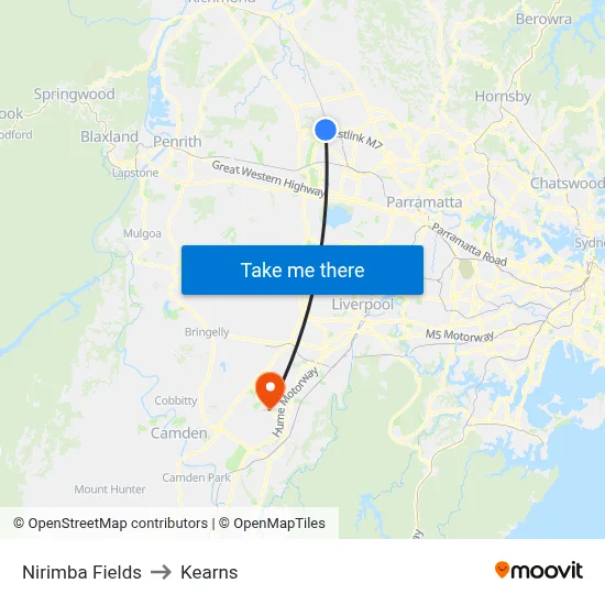 Nirimba Fields to Kearns map