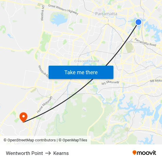 Wentworth Point to Kearns map