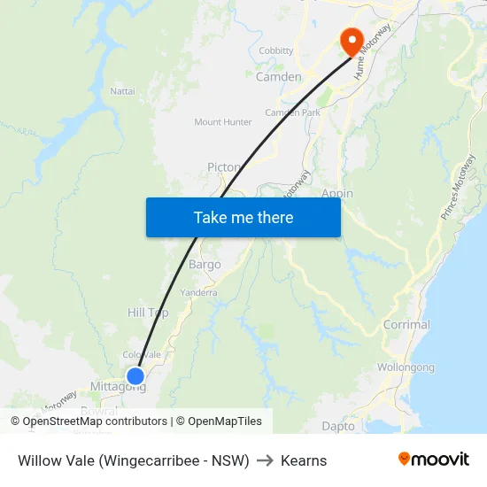 Willow Vale (Wingecarribee - NSW) to Kearns map