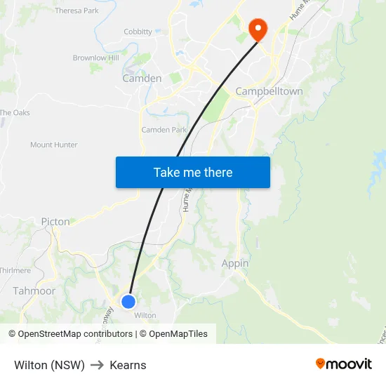 Wilton (NSW) to Kearns map