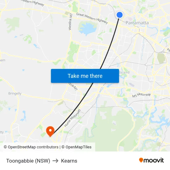 Toongabbie (NSW) to Kearns map