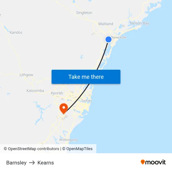 Barnsley to Kearns map