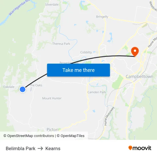 Belimbla Park to Kearns map