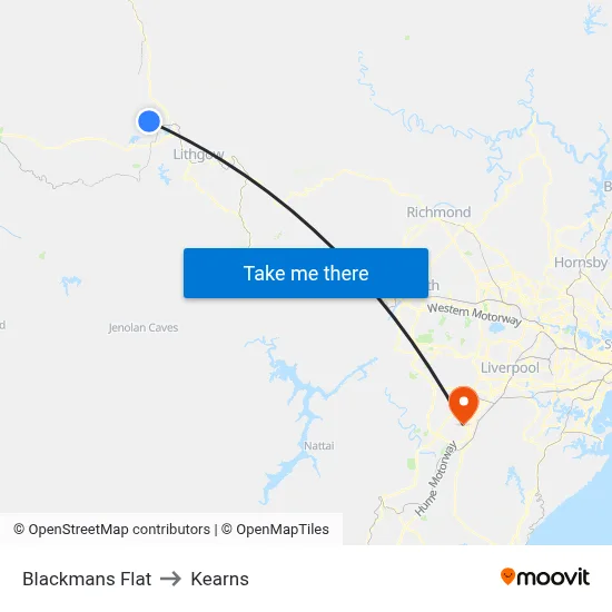 Blackmans Flat to Kearns map