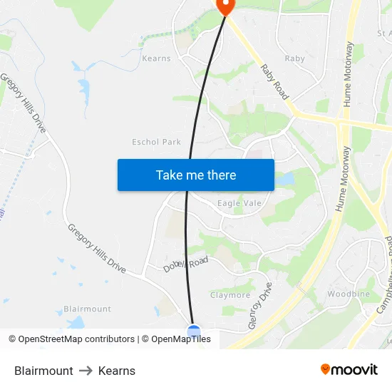 Blairmount to Kearns map