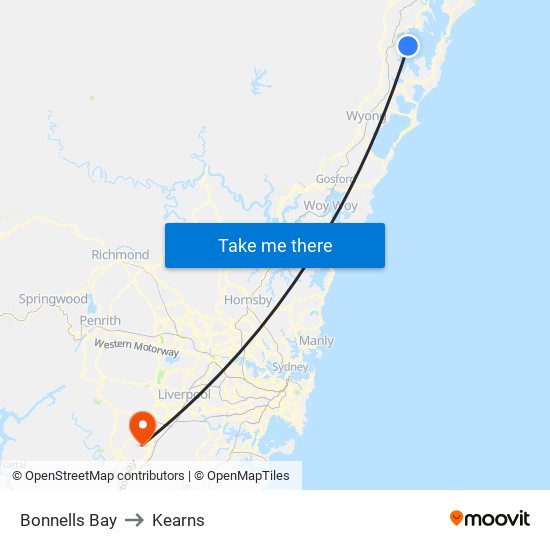 Bonnells Bay to Kearns map