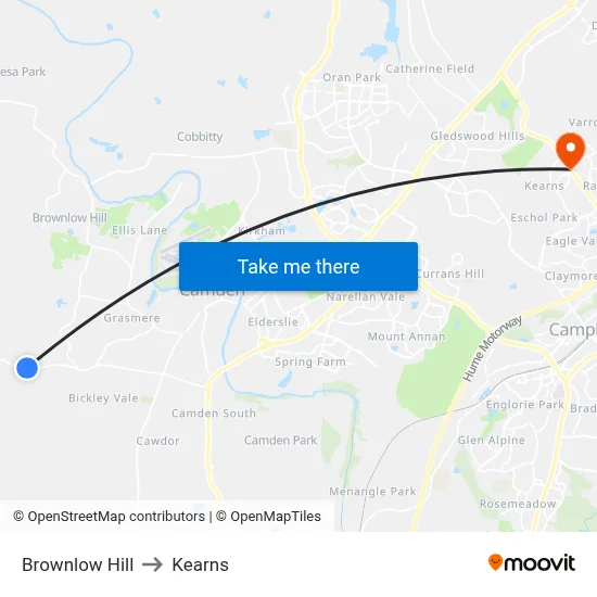 Brownlow Hill to Kearns map