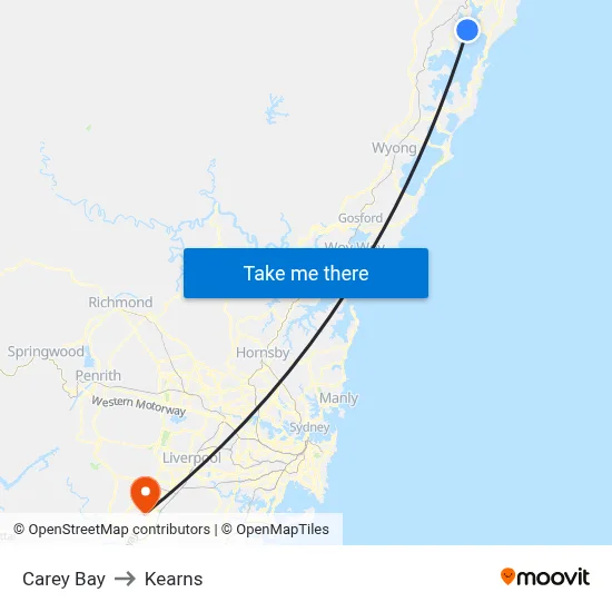 Carey Bay to Kearns map