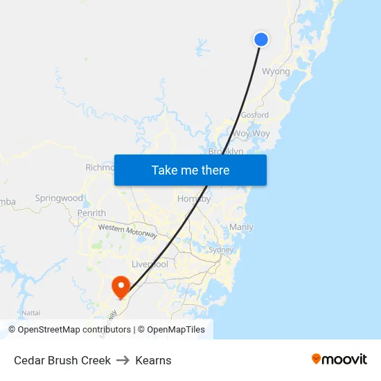 Cedar Brush Creek to Kearns map