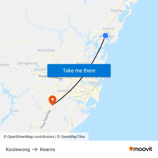 Koolewong to Kearns map