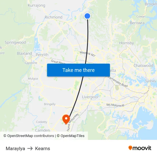 Maraylya to Kearns map