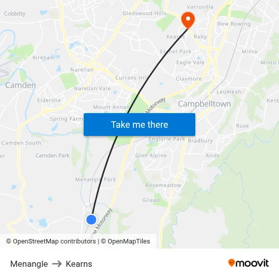 Menangle to Kearns map