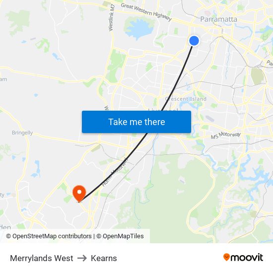 Merrylands West to Kearns map