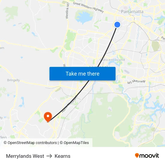 Merrylands West to Kearns map