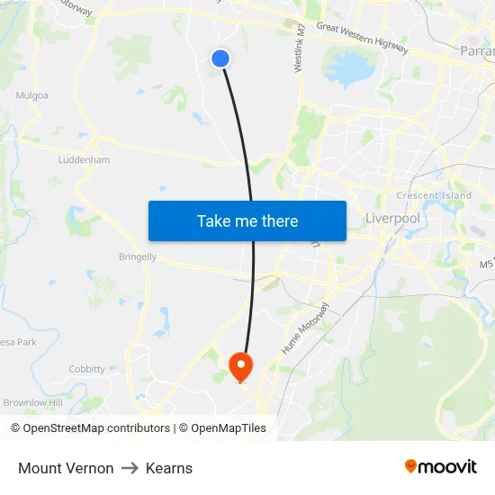 Mount Vernon to Kearns map