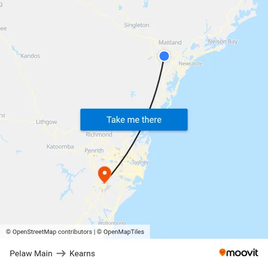 Pelaw Main to Kearns map