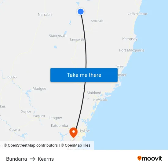 Bundarra to Kearns map