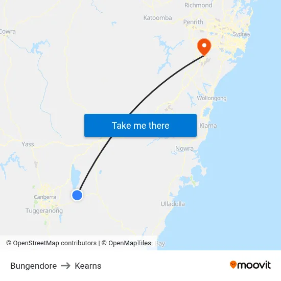 Bungendore to Kearns map