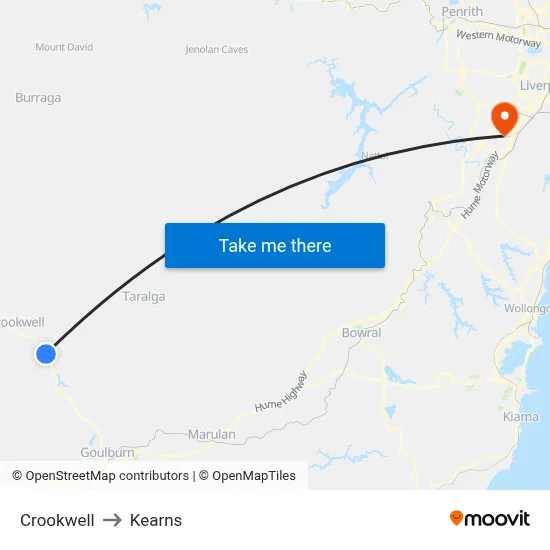 Crookwell to Kearns map