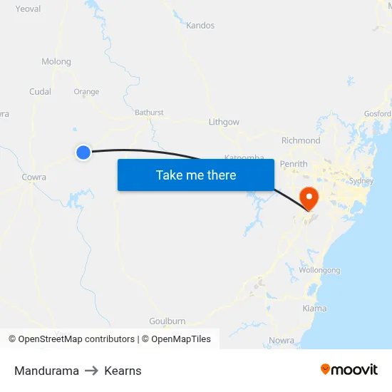 Mandurama to Kearns map