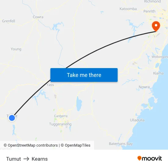 Tumut to Kearns map