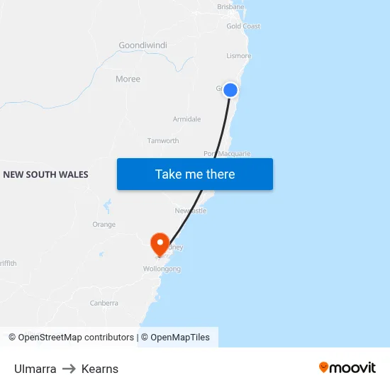 Ulmarra to Kearns map