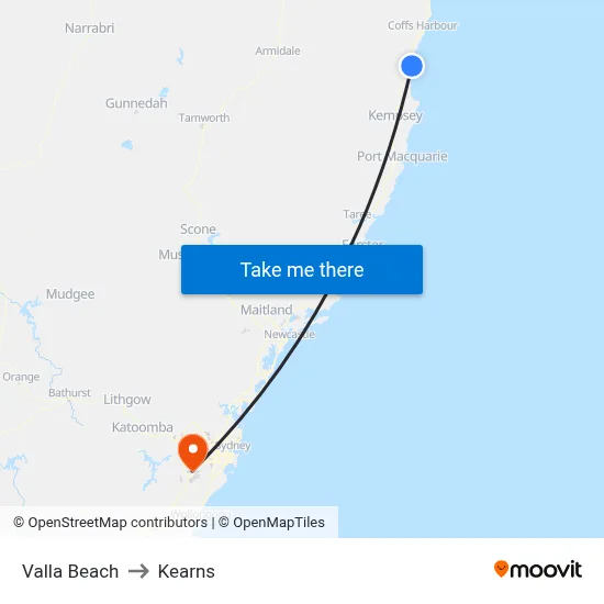 Valla Beach to Kearns map