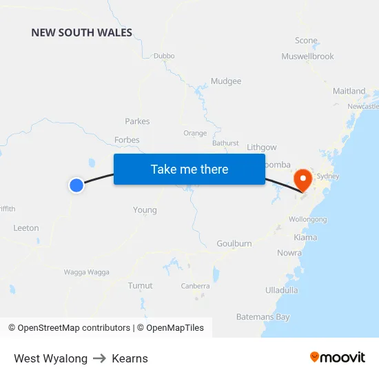 West Wyalong to Kearns map