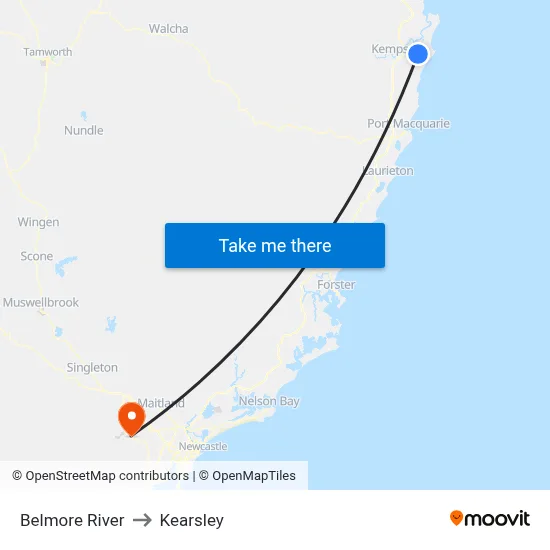 Belmore River to Kearsley map