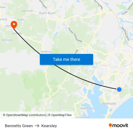 Bennetts Green to Kearsley map