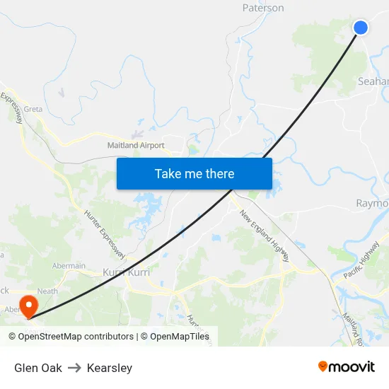 Glen Oak to Kearsley map