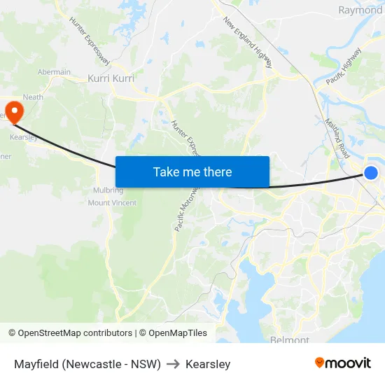 Mayfield (Newcastle - NSW) to Kearsley map