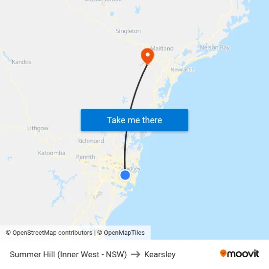 Summer Hill (Inner West - NSW) to Kearsley map