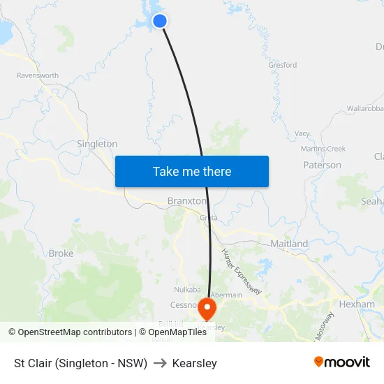 St Clair (Singleton - NSW) to Kearsley map