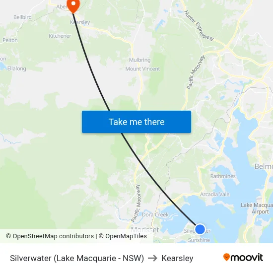 Silverwater (Lake Macquarie - NSW) to Kearsley map