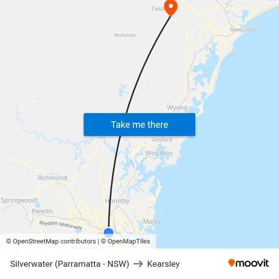 Silverwater (Parramatta - NSW) to Kearsley map
