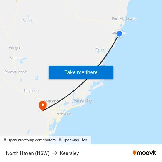 North Haven (NSW) to Kearsley map