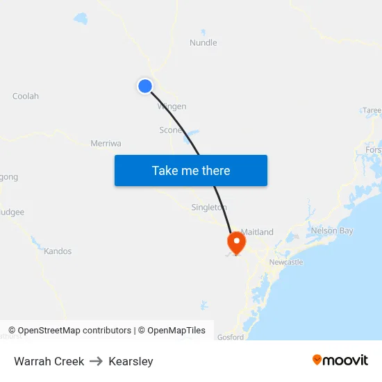Warrah Creek to Kearsley map