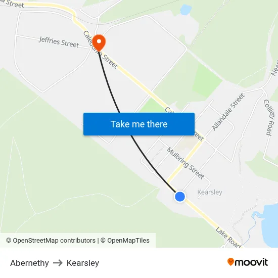 Abernethy to Kearsley map