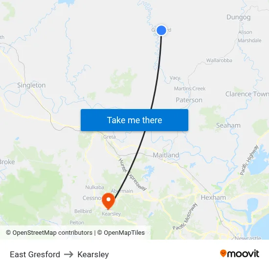 East Gresford to Kearsley map
