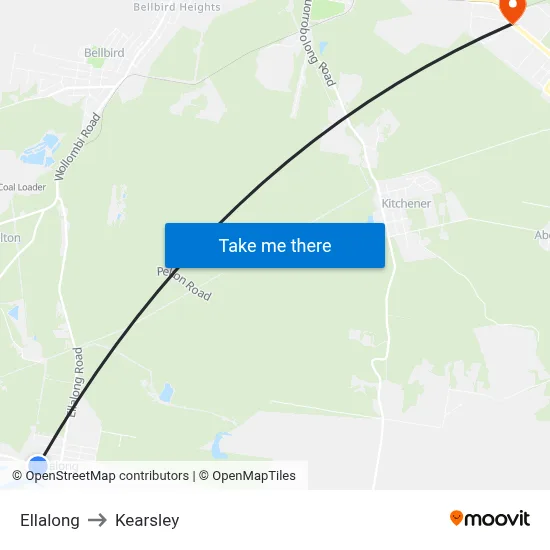 Ellalong to Kearsley map