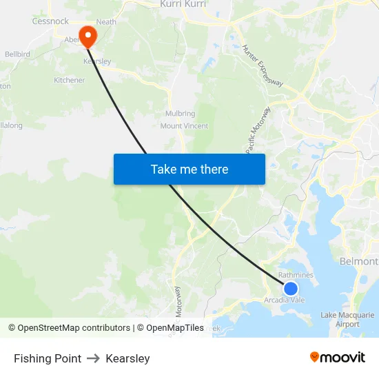 Fishing Point to Kearsley map