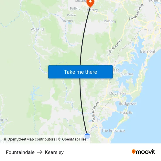 Fountaindale to Kearsley map