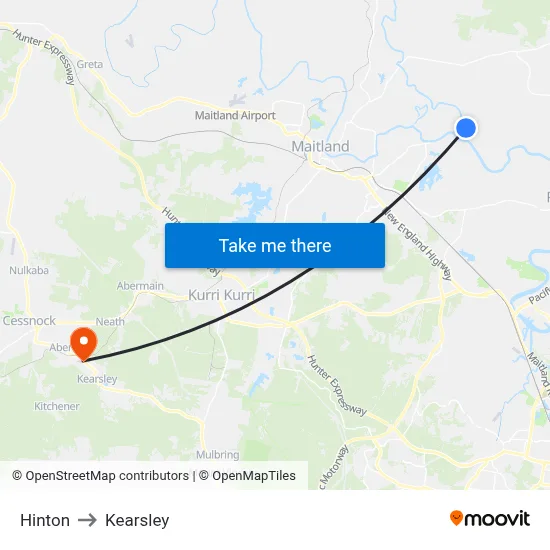 Hinton to Kearsley map
