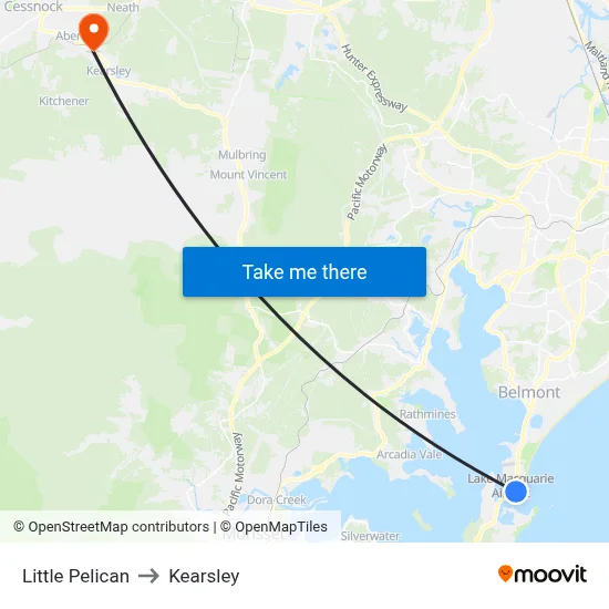 Little Pelican to Kearsley map