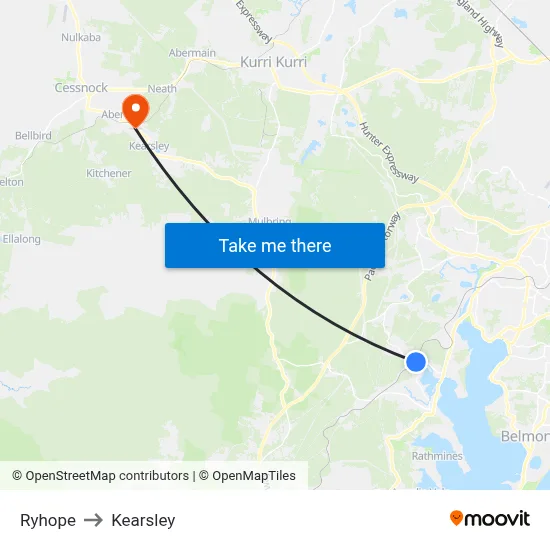 Ryhope to Kearsley map